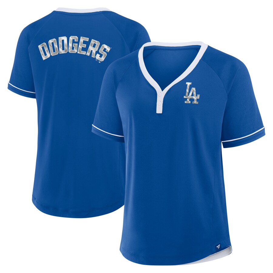 Women's Los Angeles Dodgers Fanatics Royal League Diva Star Raglan V-Neck T-Shirt - Puhuasuan