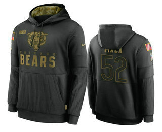 Men's Chicago Bears #52 Khalil Mack Black 2020 Salute to Service Sideline Performance Pullover Hoodie - Puhuasuan