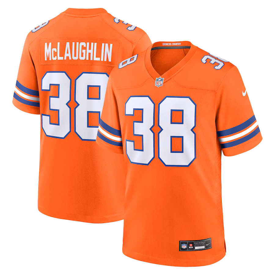 Men's Denver Broncos Jaleel McLaughlin Nike Orange Mile High Collection 1977 Throwback Player Game Jersey - Puhuasuan