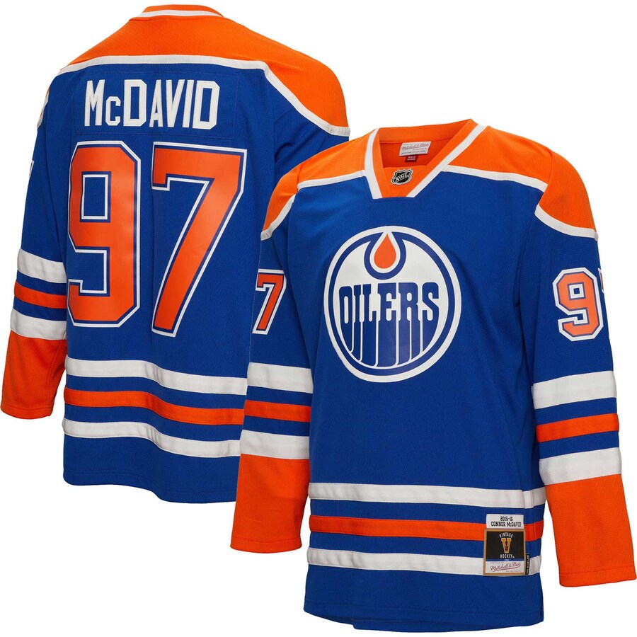 Men's Edmonton Oilers Connor McDavid Mitchell & Ness Blue 2015/16  Blue Line Player Jersey - Puhuasuan