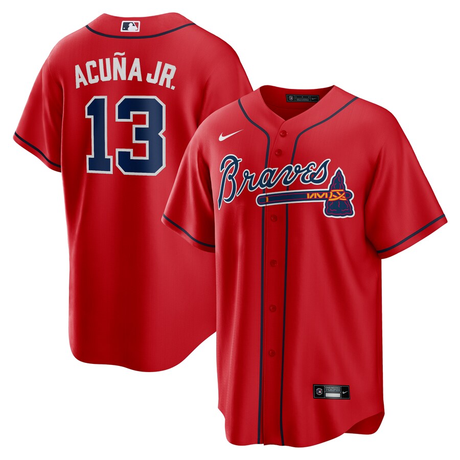 Men's Atlanta Braves Ronald Acuna Jr. Nike Red Alternate Replica Player Name Jersey - Puhuasuan