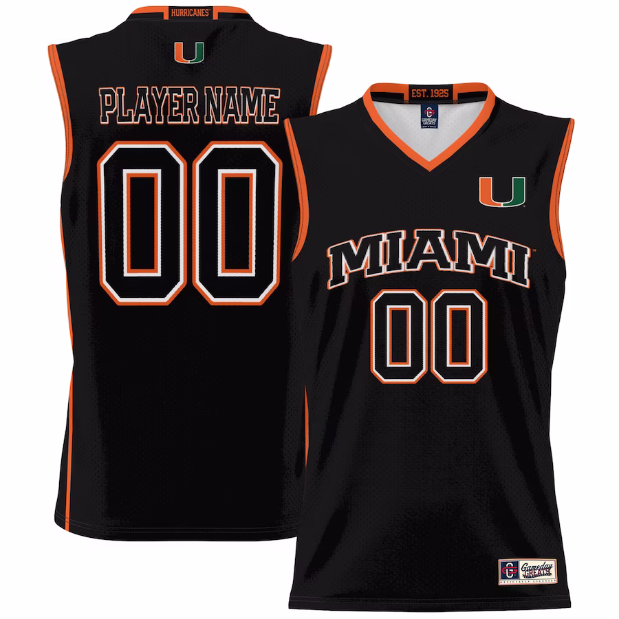 Miami Hurricanes GameDay Greats Youth NIL Pick-A-Player Lightweight Basketball Jersey - Black - Puhuasuan