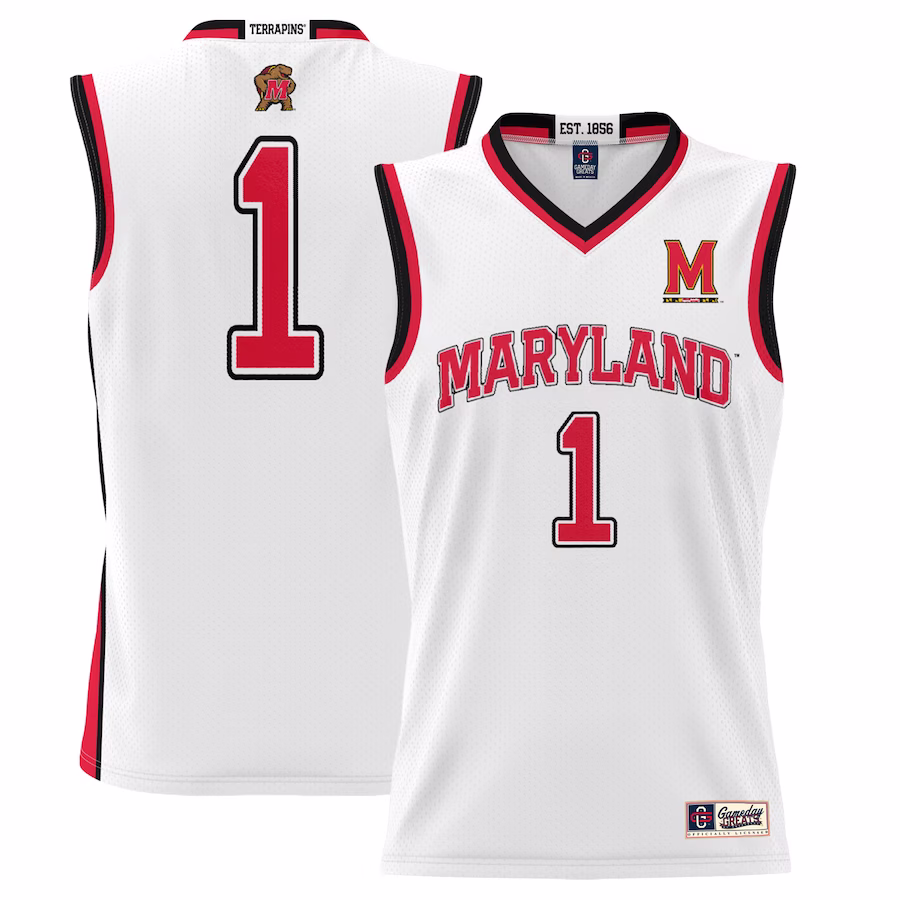 #1 Maryland Terrapins GameDay Greats Youth Lightweight Basketball Jersey - White - Puhuasuan