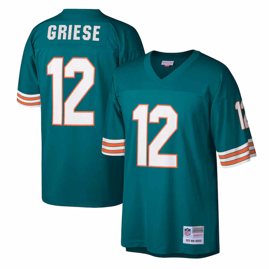 Men's Miami Dolphins Bob Griese Mitchell & Ness Aqua Legacy Replica Jersey - Puhuasuan
