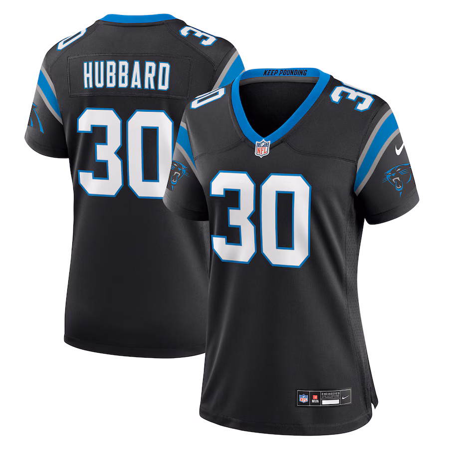Women's Carolina Panthers Chuba Hubbard Nike Black Team Game Jersey - Puhuasuan