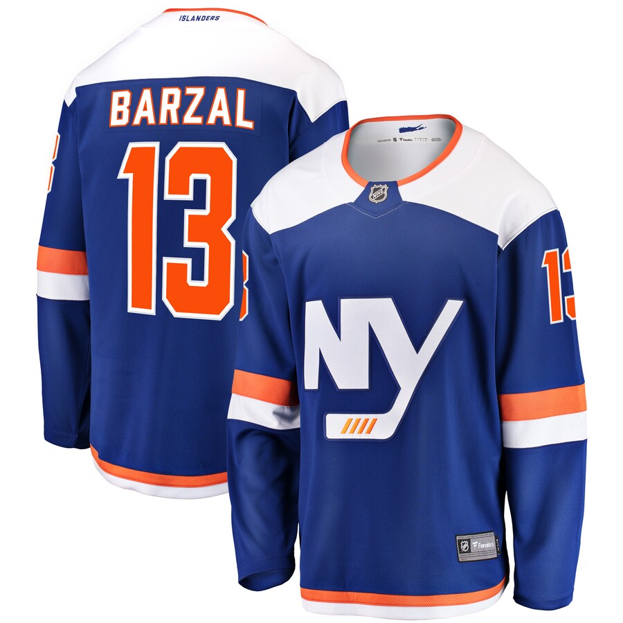 Men's New York Islanders Mathew Barzal Fanatics Branded Blue Alternate Breakaway Jersey - Puhuasuan
