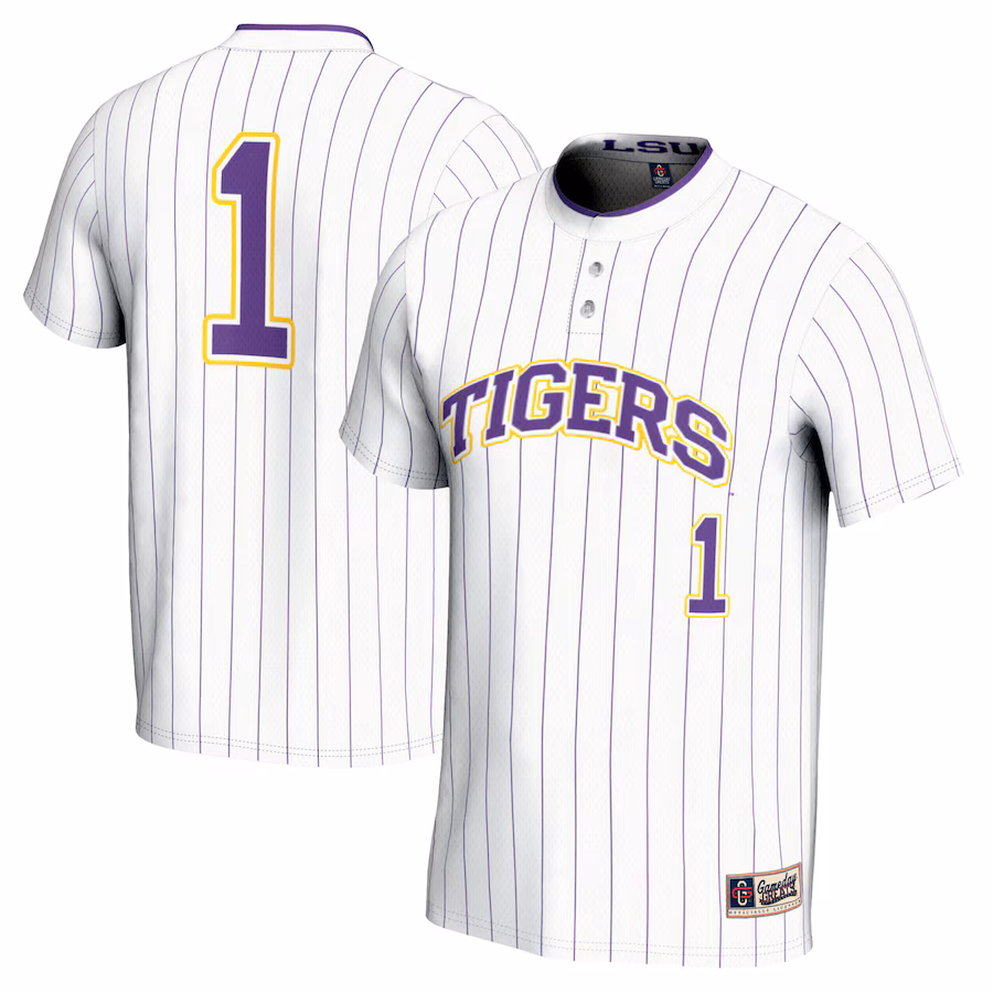 Youth GameDay Greats #1 White LSU Tigers Lightweight Softball Jersey - Puhuasuan