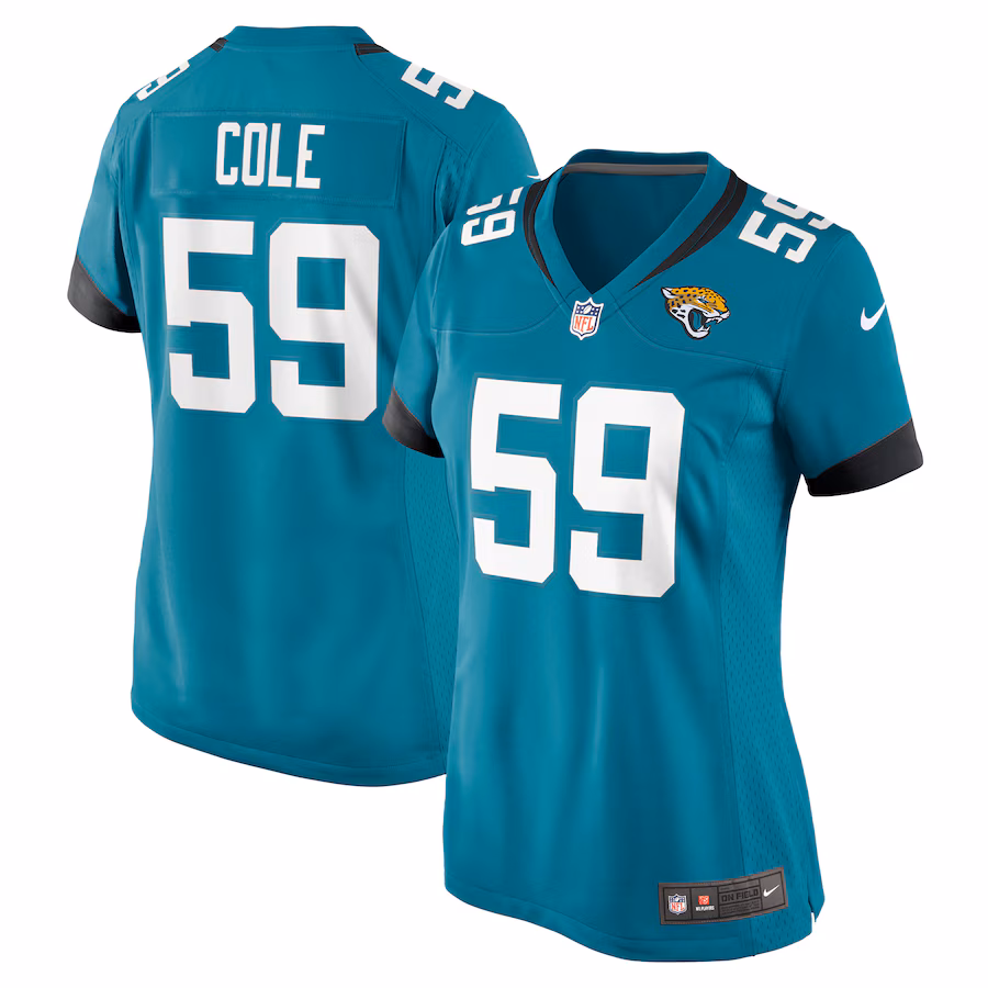 Women's Jacksonville Jaguars Myles Cole Nike Teal Game Jersey - Puhuasuan