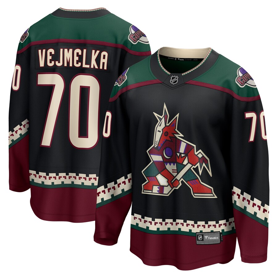 Men's Arizona Coyotes Karel Vejmelka Fanatics Branded Black Home Breakaway Jersey - Puhuasuan