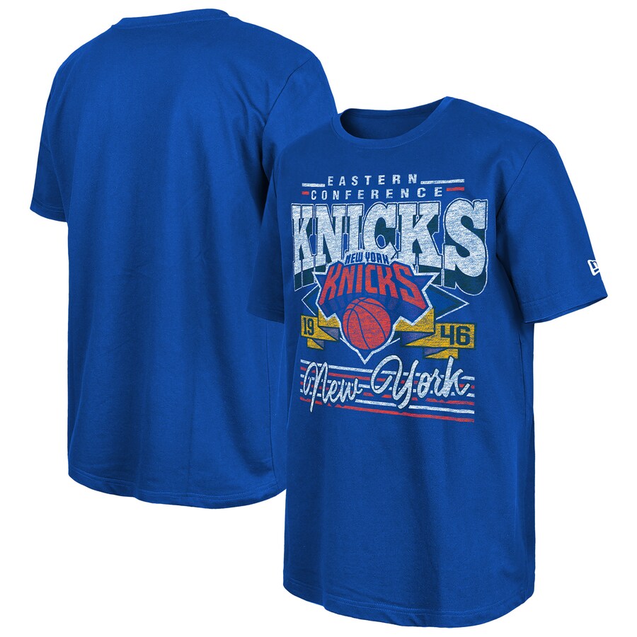 Men's New York Knicks New Era Blue Sport Classics T-Shirt - Puhuasuan