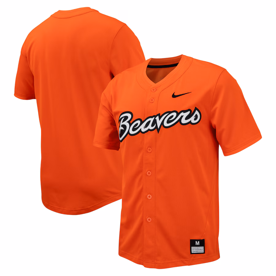 Oregon State Beavers Nike Replica Full-Button Baseball Jersey - Orange - Puhuasuan