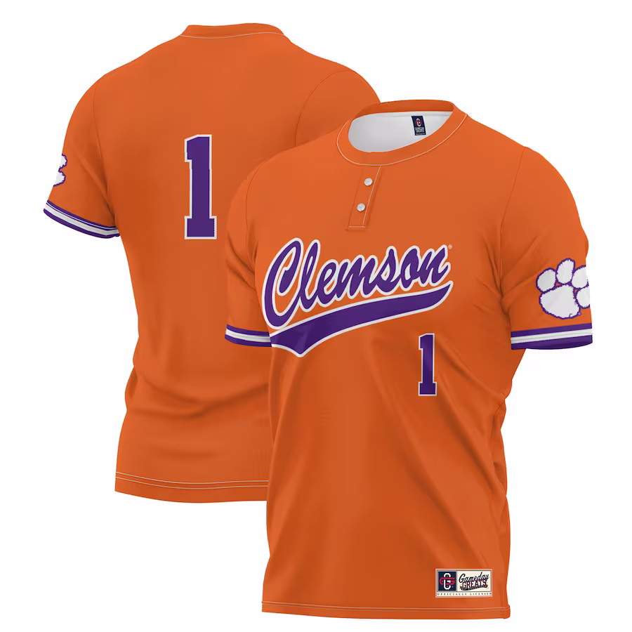 #1 Clemson Tigers GameDay Greats Youth Lightweight Softball Jersey - Orange - Puhuasuan