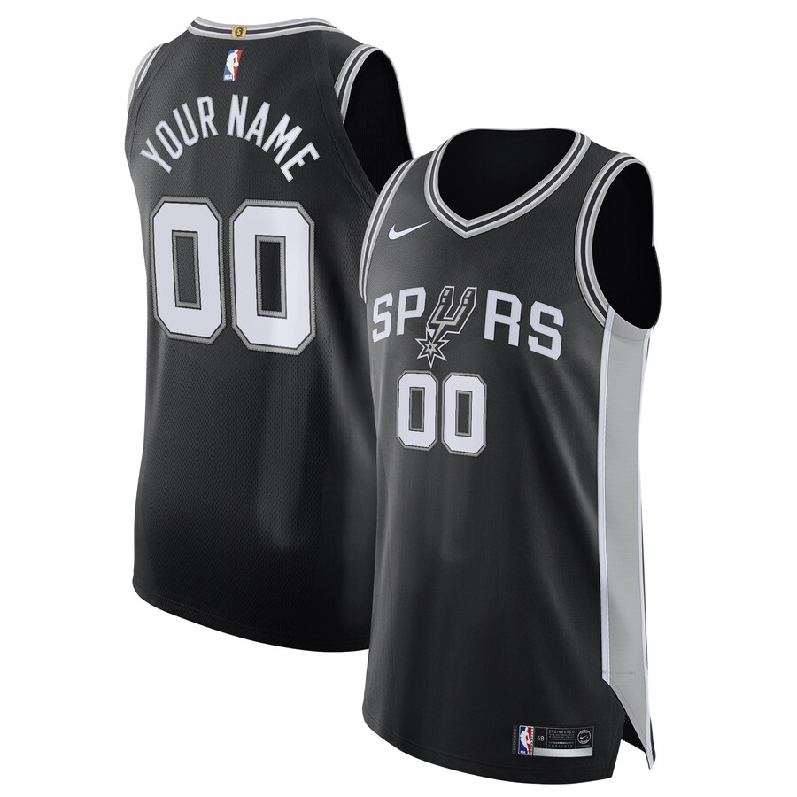 Men's San Antonio Spurs Nike Black Authentic Custom Jersey - Icon Edition - Puhuasuan