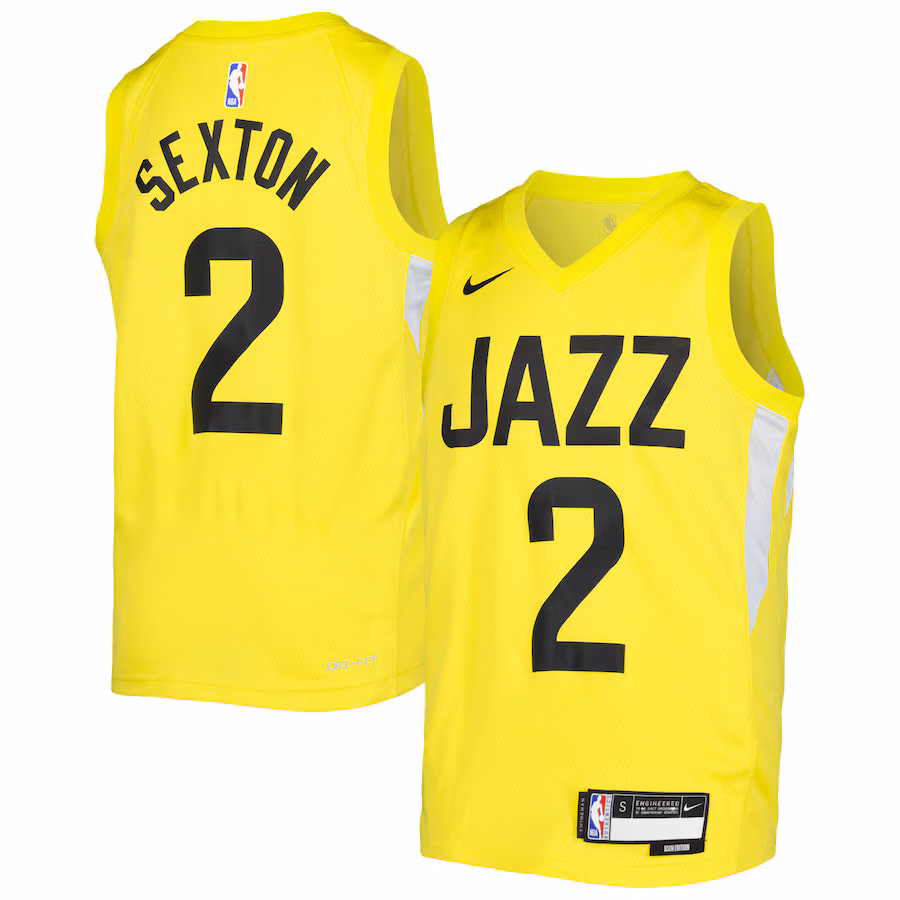 Youth Utah Jazz Collin Sexton Nike Yellow Swingman Jersey - Icon Edition - Puhuasuan