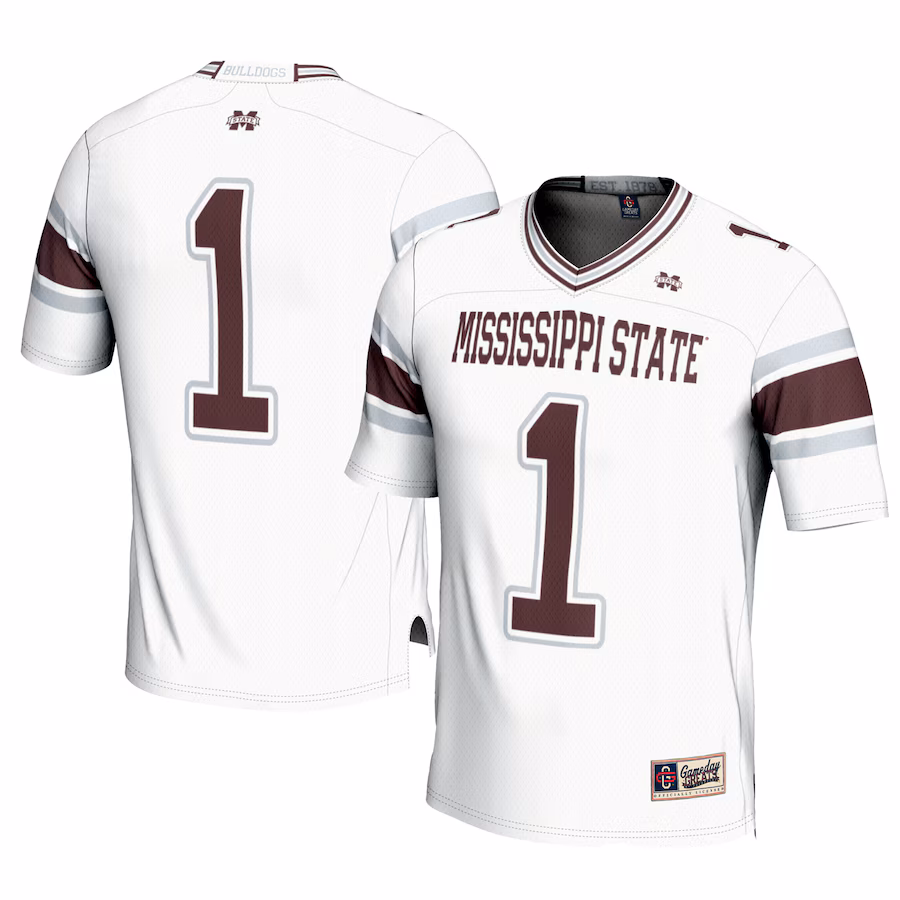 Men's GameDay Greats #1 White Mississippi State Bulldogs Football Jersey - Puhuasuan