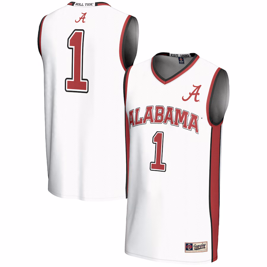 Youth GameDay Greats #1 White Alabama Crimson Tide Lightweight Basketball Jersey - Puhuasuan