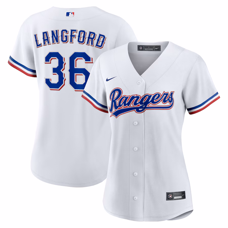Women's Texas Rangers Wyatt Langford Nike White Home Replica Jersey - Puhuasuan