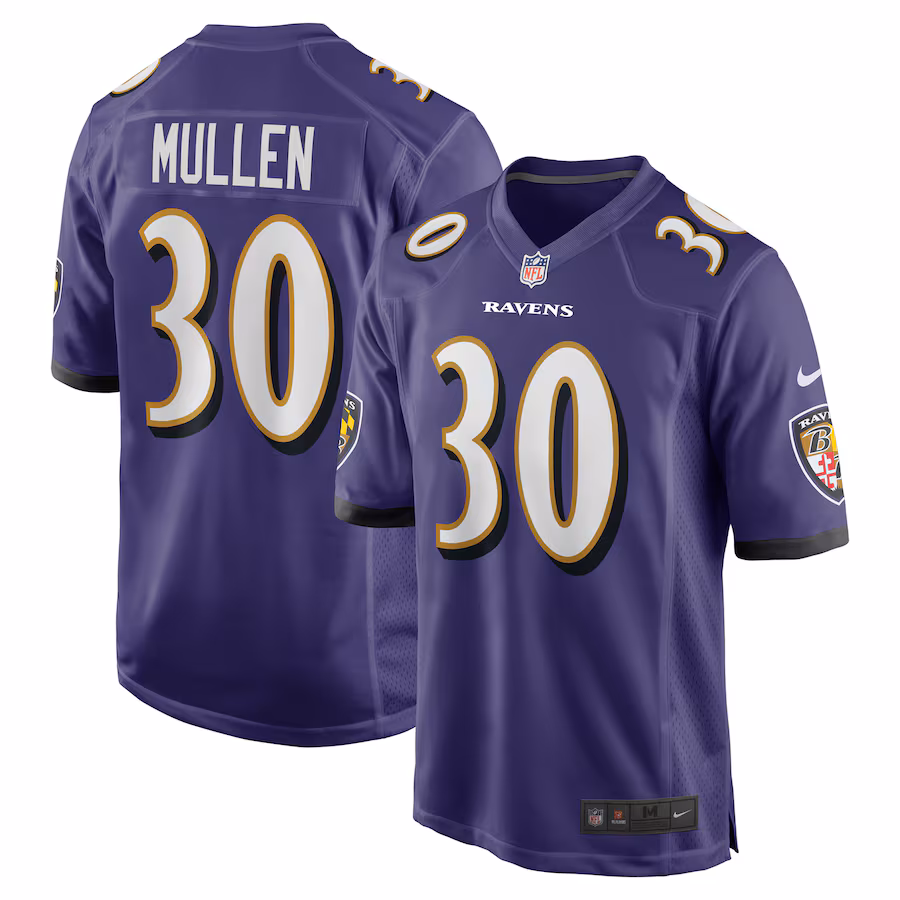 Men's Baltimore Ravens Trayvon Mullen Nike Purple Team Game Jersey - Puhuasuan
