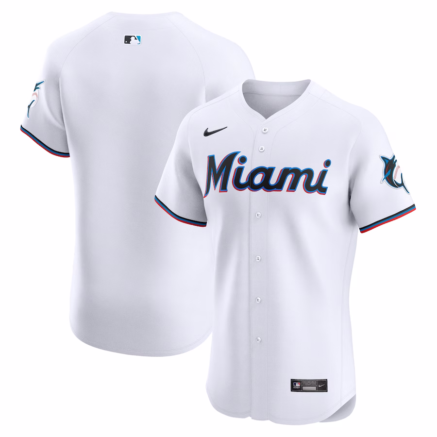 Men's Miami Marlins Nike White Home Elite Jersey - Puhuasuan