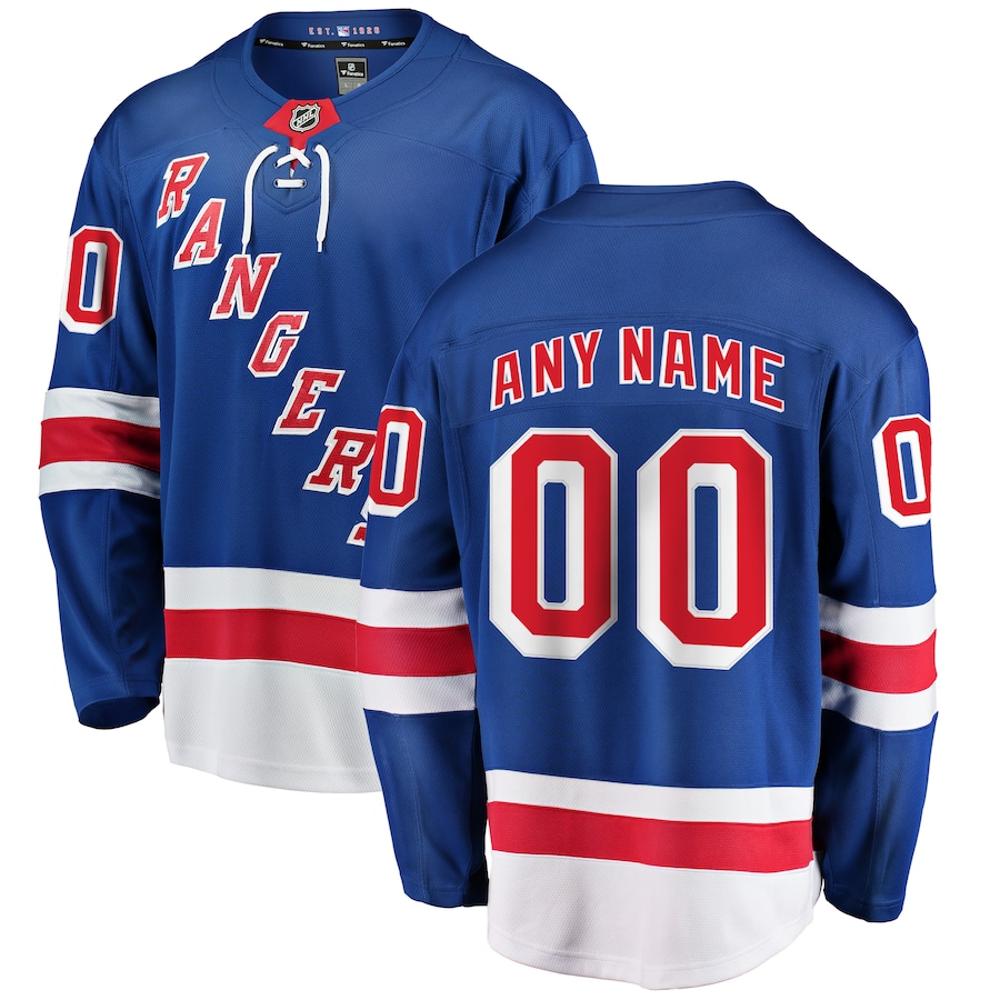 Men's New York Rangers Fanatics Blue Home Breakaway Custom Jersey - Puhuasuan