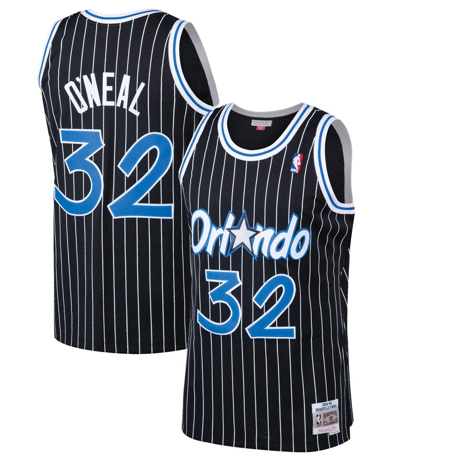 Men's Orlando Magic Shaquille O'Neal Mitchell & Ness Black Hardwood Classics Swingman Jersey - Puhuasuan