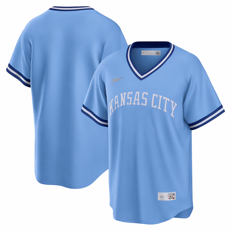 Men's Kansas City Royals Nike Light Blue Road Cooperstown Collection Team Jersey - Puhuasuan