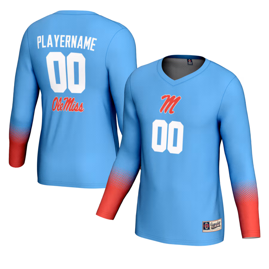 Ole Miss Rebels GameDay Greats Youth NIL Pick-A-Player Lightweight Women's Volleyball Jersey - Powder Blue - Puhuasuan