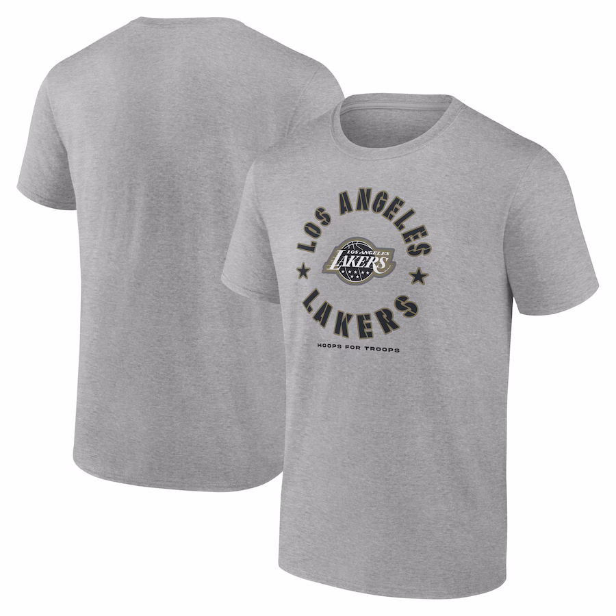 Men's Los Angeles Lakers Heather Gray Hoops for Troops T-Shirt - Puhuasuan