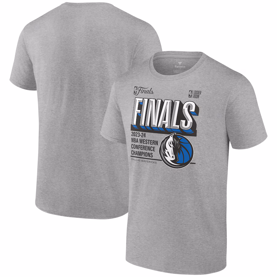 Men's Dallas Mavericks Fanatics Steel 2024 Western Conference Champions Locker Room Post Up Move T-Shirt - Puhuasuan