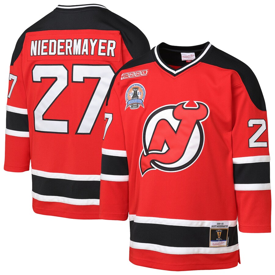 Youth New Jersey Devils Scott Niedermayer Mitchell & Ness Red 1999/00 Blue Line Player Jersey - Puhuasuan