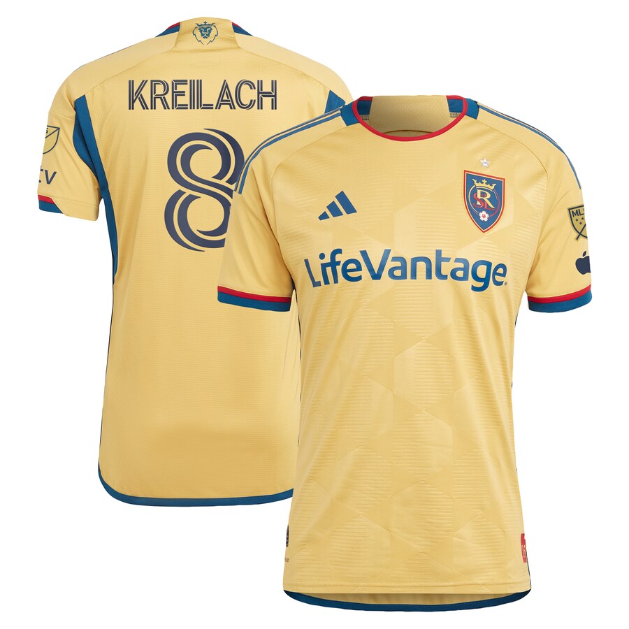 Men's Real Salt Lake Damir Kreilach adidas Gold 2023 The Beehive State Kit Authentic Player Jersey - Puhuasuan