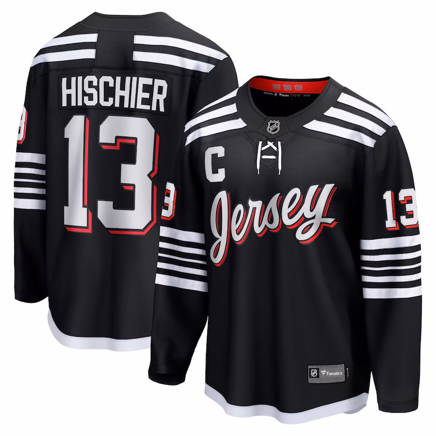 Men's New Jersey Devils Nico Hischier Fanatics Black Alternate Premier Breakaway Player Jersey - Puhuasuan