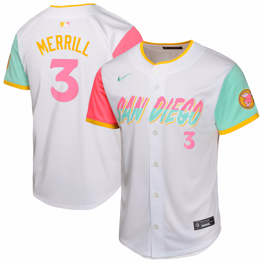 Youth San Diego Padres Jackson Merrill Nike White City Connect Limited Jersey - Puhuasuan