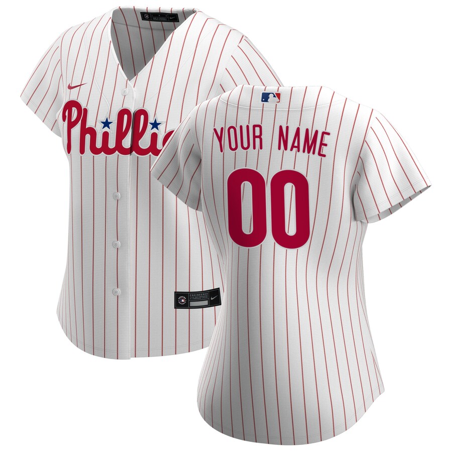 Women's Philadelphia Phillies Nike White Home Replica Custom Jersey - Puhuasuan
