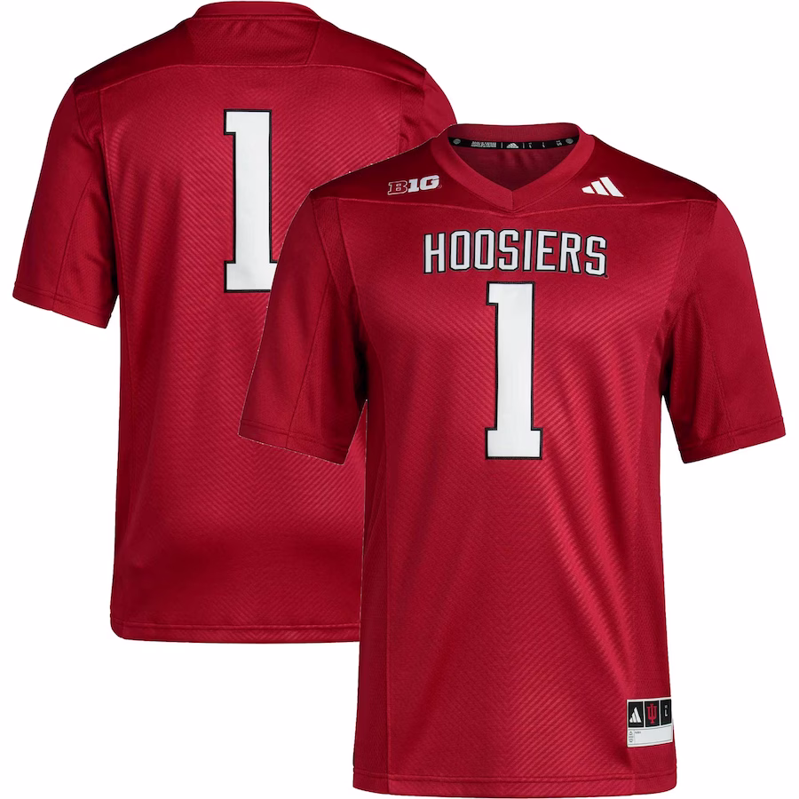 #1 Indiana Hoosiers adidas Premier Football Jersey - Crimson - Puhuasuan