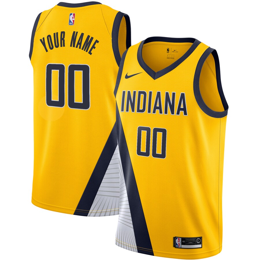 Men's Indiana Pacers Nike Yellow 2019/20 Custom Swingman Jersey - Statement Edition - Puhuasuan