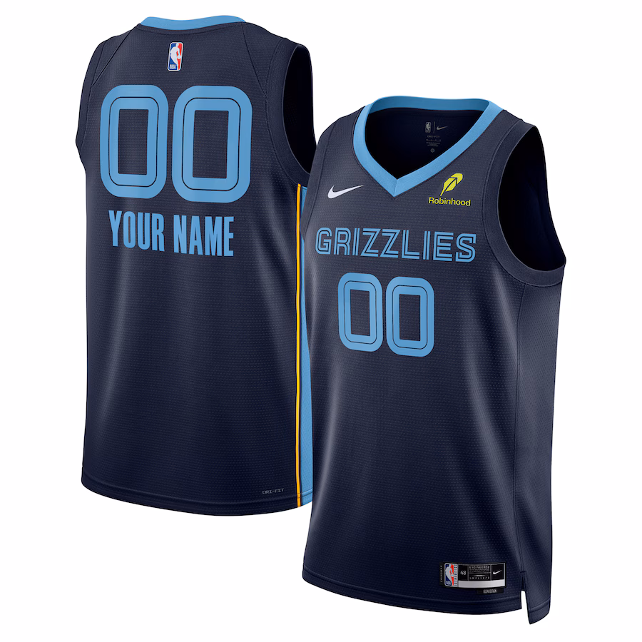 Unisex Memphis Grizzlies Nike Navy Custom Swingman Badge Jersey - Icon Edition - Puhuasuan