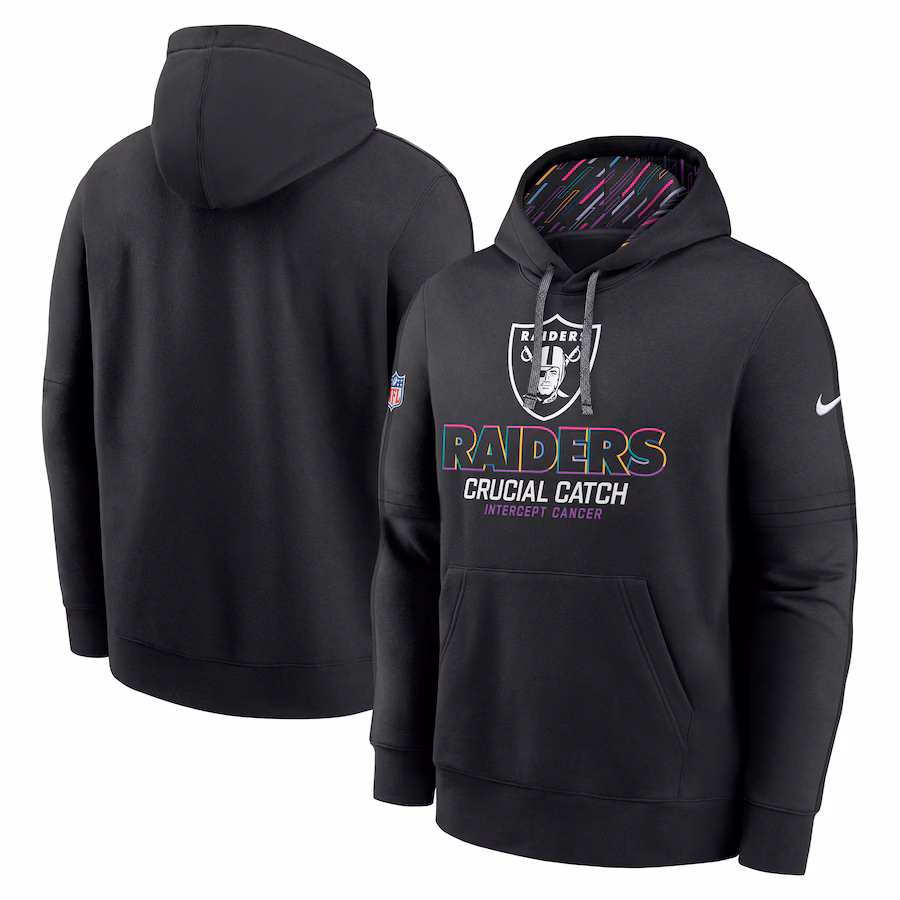 Men's Las Vegas Raiders Nike Black 2024 NFL Crucial Catch Club Pullover Hoodie - Puhuasuan