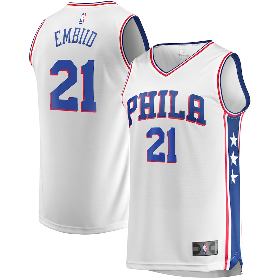 Men's Philadelphia 76ers Joel Embiid Fanatics White Replica Jersey - Association Edition - Puhuasuan