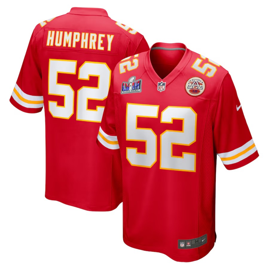 Men's Kansas City Chiefs Creed Humphrey Nike Red Super Bowl LVIII Game Jersey - Puhuasuan