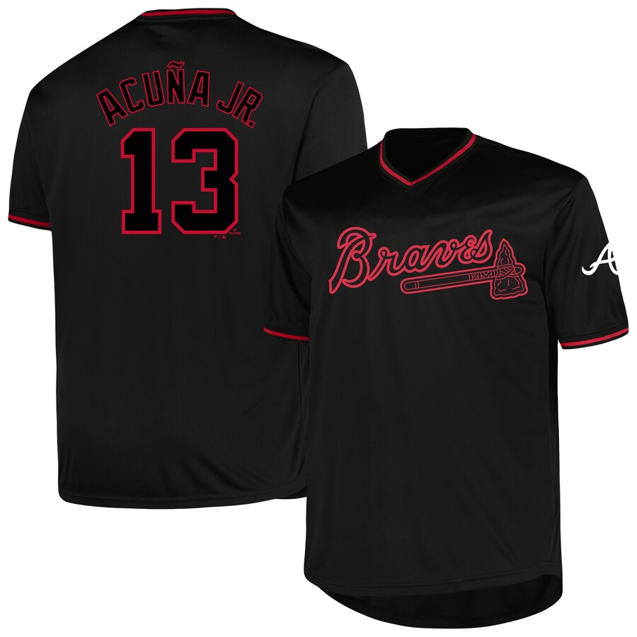 Men's Atlanta Braves Ronald Acuña Jr. Profile Black Big & Tall Pop Fashion Player Jersey - Puhuasuan