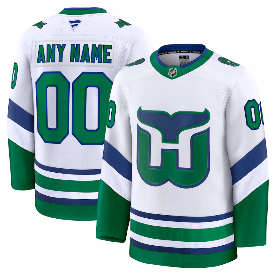 Men's Carolina Hurricanes Fanatics White Throwback Premium Custom Jersey - Puhuasuan