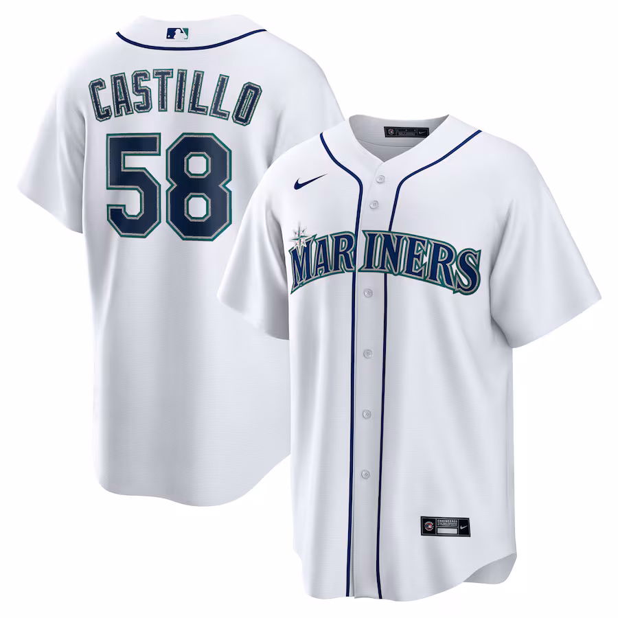 Men's Seattle Mariners Luis Castillo Nike White Home Replica Jersey - Puhuasuan