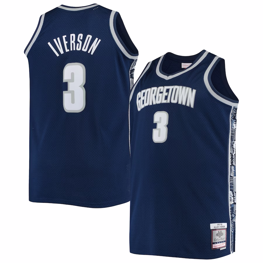 Allen Iverson Georgetown Hoyas Mitchell & Ness Big & Tall 1995/96 Replica Player Jersey - Navy - Puhuasuan