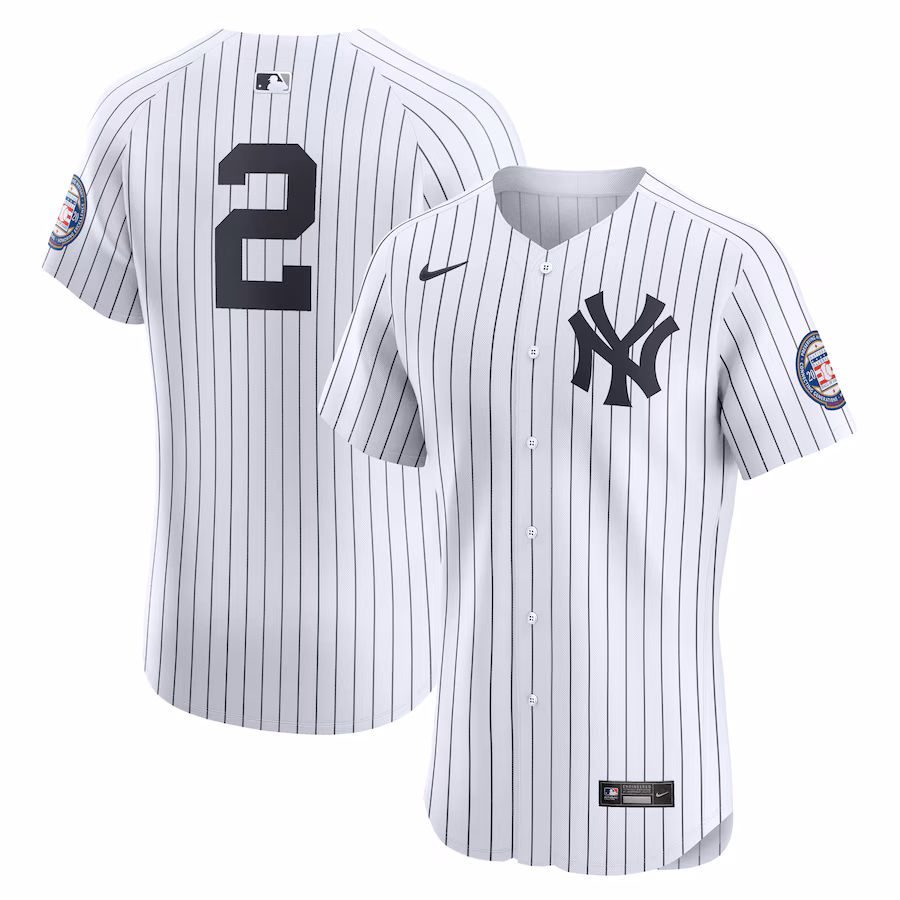 Men's New York Yankees Derek Jeter Nike White Home Elite Jersey - Puhuasuan