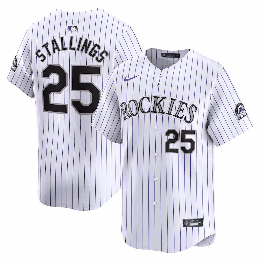 Men's Colorado Rockies Jacob Stallings Nike White Home Limited Player Jersey - Puhuasuan