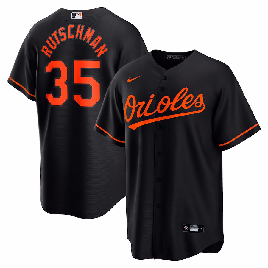 Men's Baltimore Orioles Adley Rutschman Nike Black Alternate Replica Player Jersey - Puhuasuan
