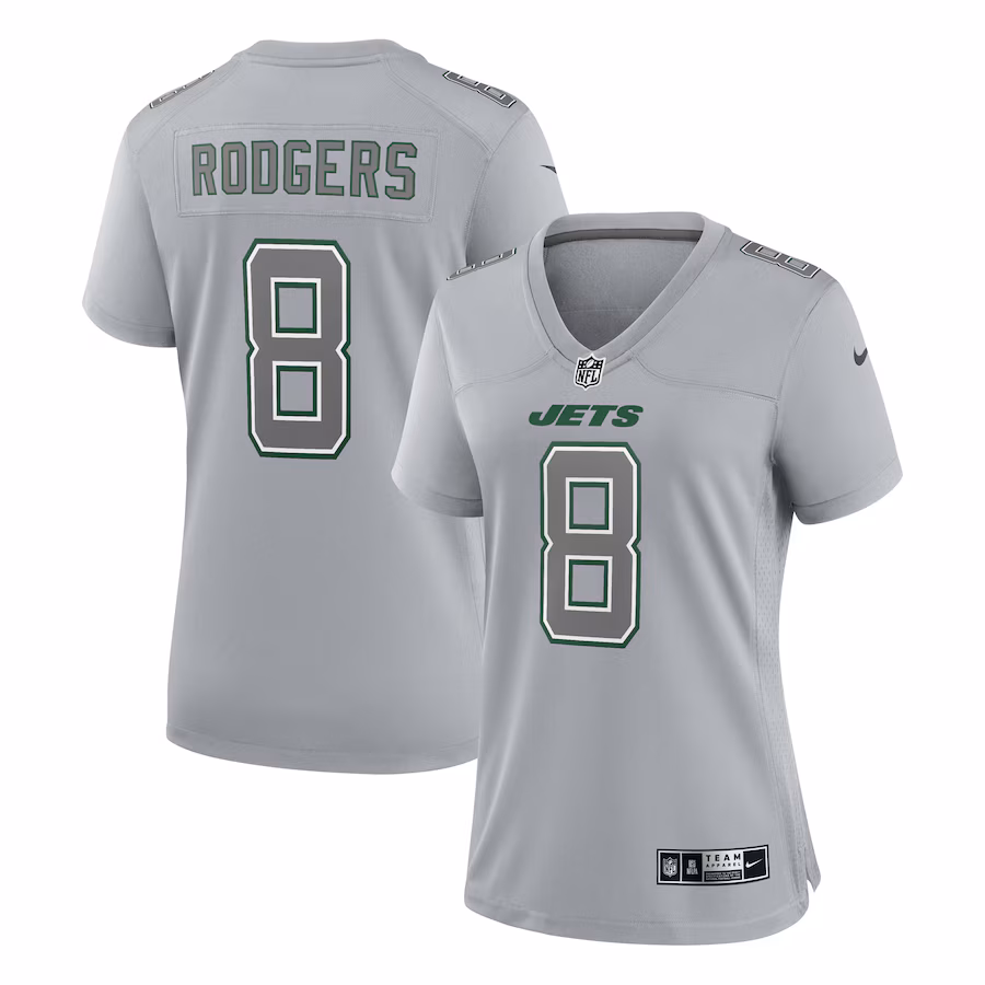 Women's New York Jets Aaron Rodgers Nike Heather Gray Atmosphere Fashion Game Jersey - Puhuasuan