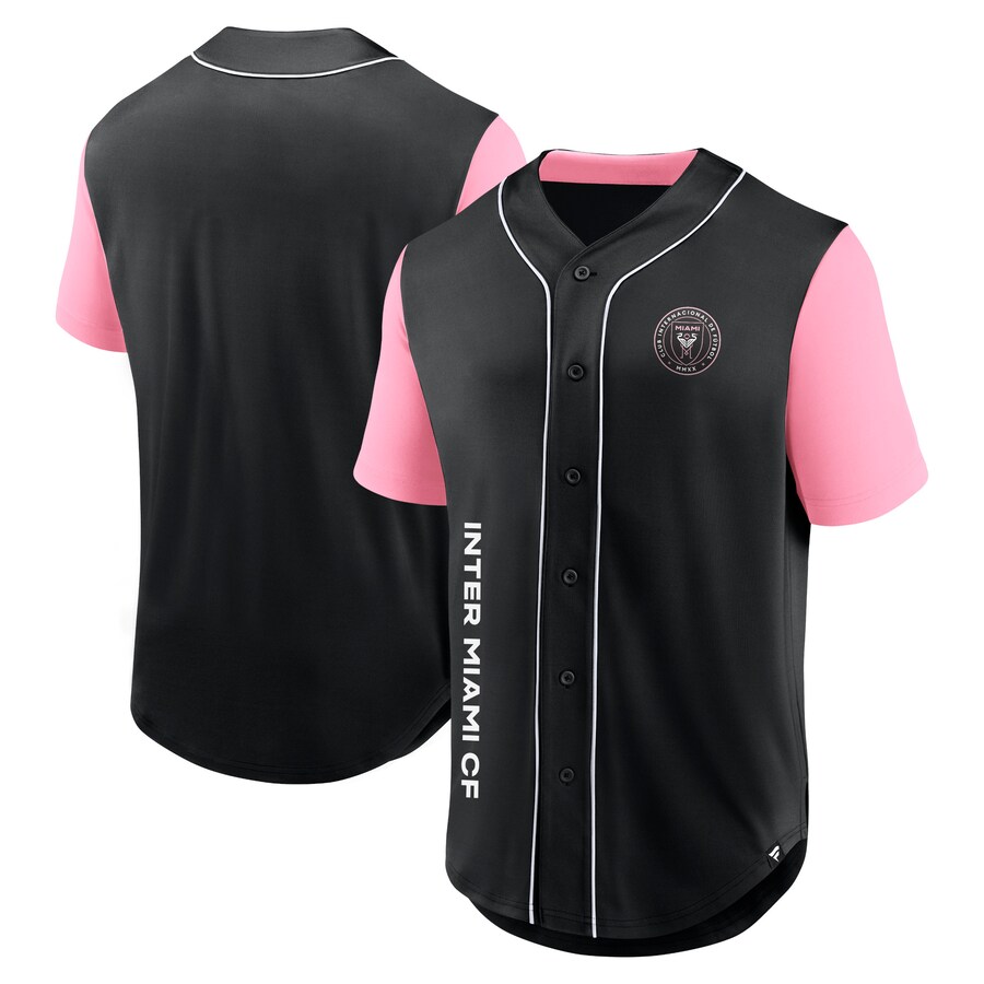 Men's Inter Miami CF Fanatics Black Balance Fashion Baseball Jersey - Puhuasuan