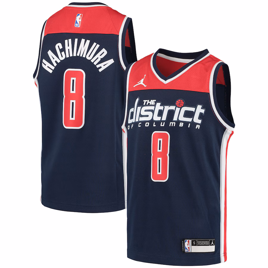 Youth Washington Wizards Rui Hachimura Jordan Brand Navy 2020/21 Swingman Player Jersey - Statement Edition - Puhuasuan